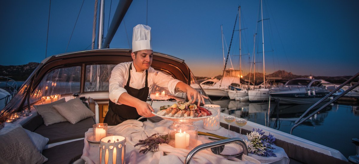 dinner on a luxury yacht