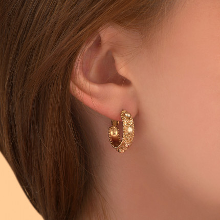 Pitted Earrings in Crystal Rock and Metal
